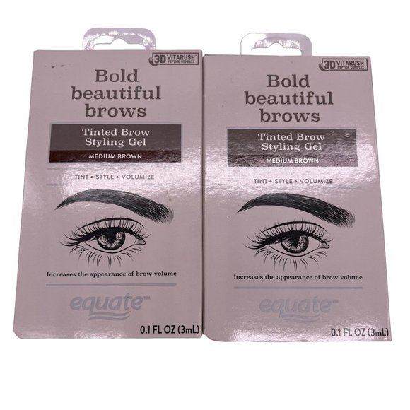 NEW Equate Tinted Brow Styling Gel Medium Brown Style Volumize Lot of 2 Boxes - Picture 1 of 5